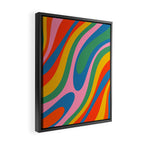 Wavy Loops Abstract Pattern in Retro Rainbow Colors Framed Canvas Print Gallery Image 2