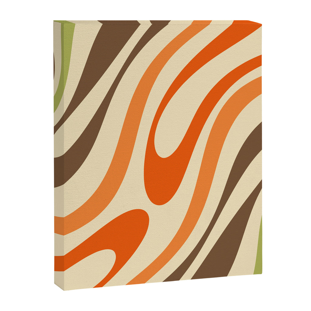 Wavy Loops Abstract Pattern in Retro Orange Brown Green Canvas Print Gallery Image 8