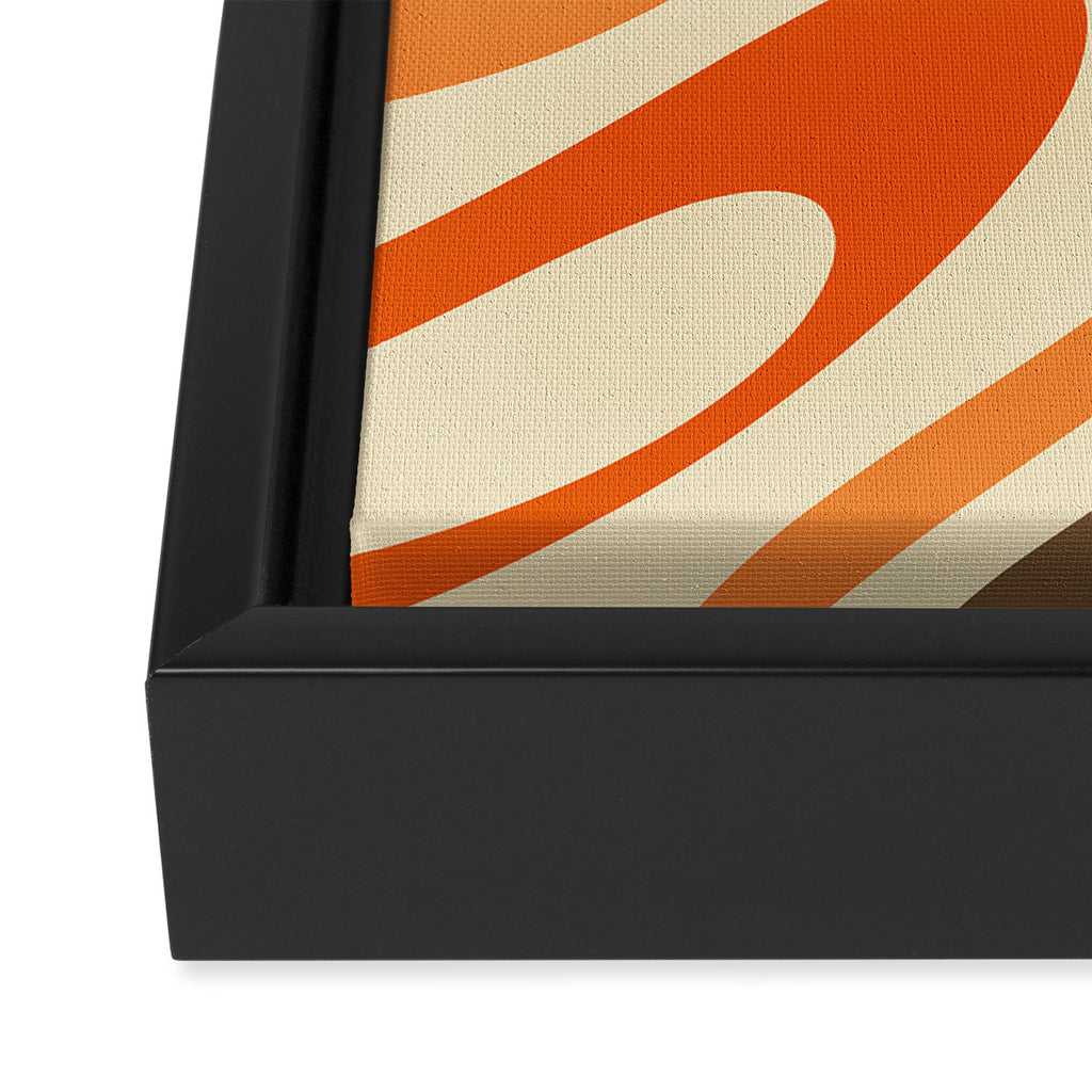 Wavy Loops Abstract Pattern in Retro Orange Brown Green Framed Canvas Print Gallery Image 3