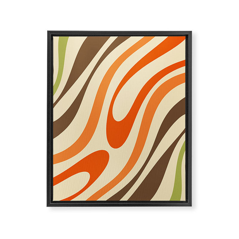 Wavy Loops Abstract Pattern in Retro Orange Brown Green Framed Canvas Print Gallery Image 8