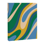 Wavy Loops Abstract Pattern 3 Blue Green Mustard Beige Canvas Print Gallery Image 8