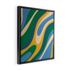 Wavy Loops Abstract Pattern 3 Blue Green Mustard Beige Framed Canvas Print Gallery Image 2