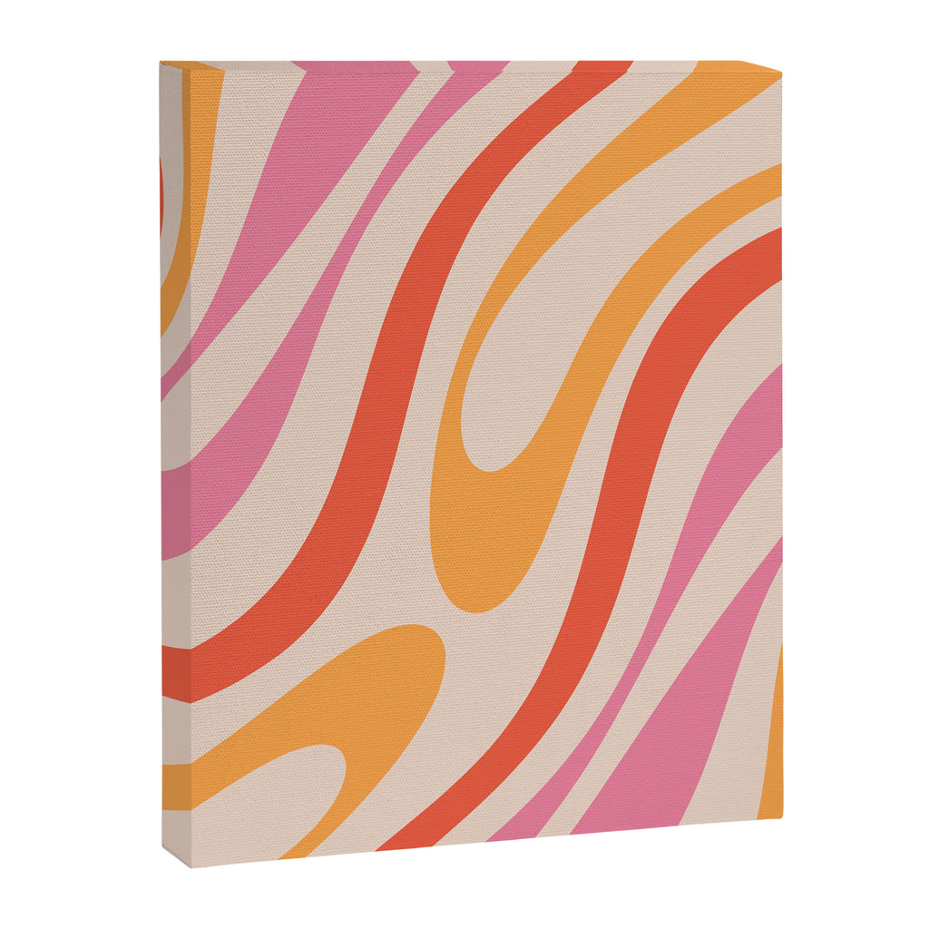 Wavy Loops Abstract Pattern in Retro Pink and Orange Canvas Print Gallery Image 8