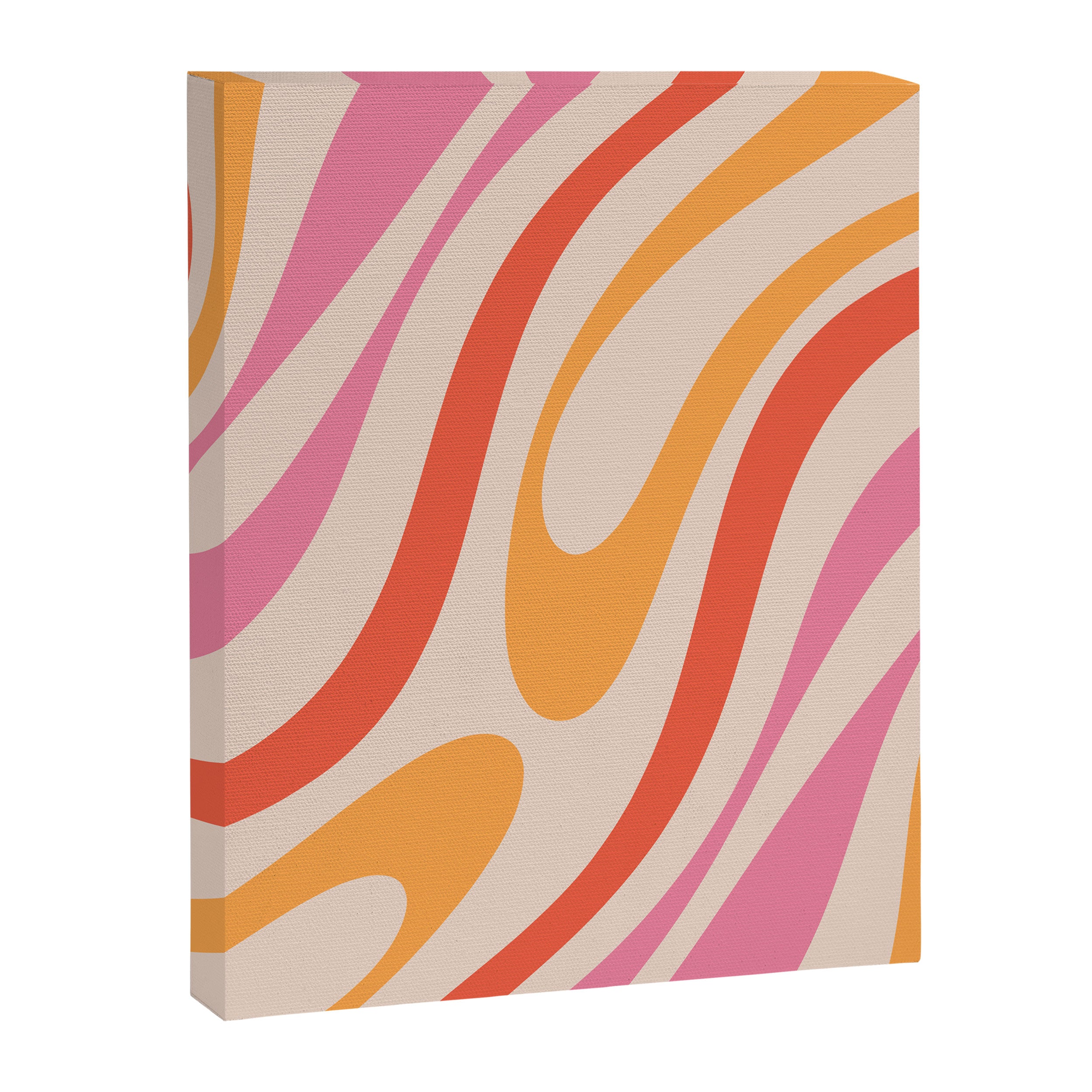 Wavy Loops Abstract Pattern in Retro Pink and Orange Canvas Print Gallery Image 8