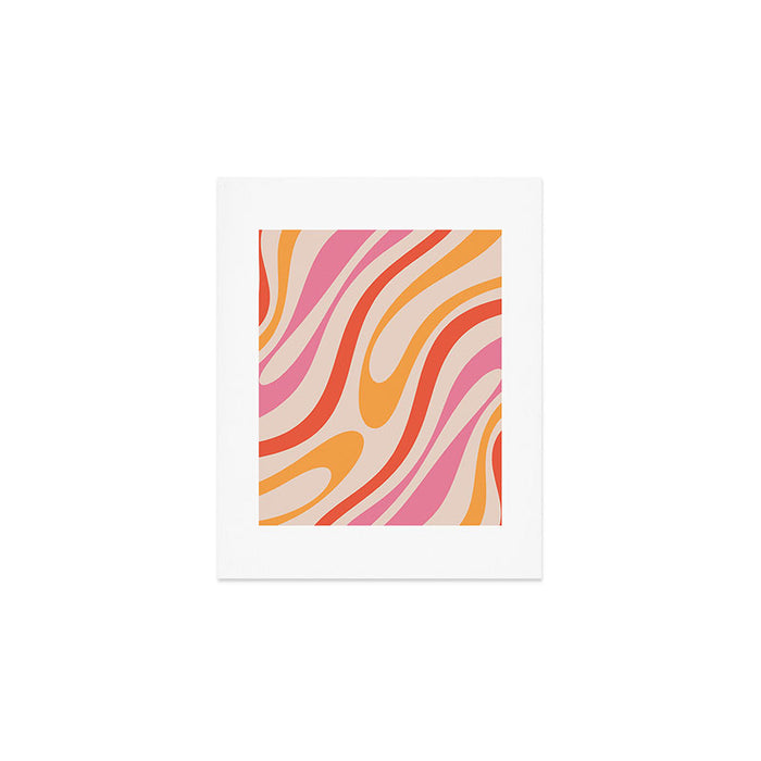 Wavy Loops Abstract Pattern in Retro Pink and Orange Art Print Gallery Image 1