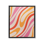 Wavy Loops Abstract Pattern in Retro Pink and Orange Framed Canvas Print Gallery Image 8