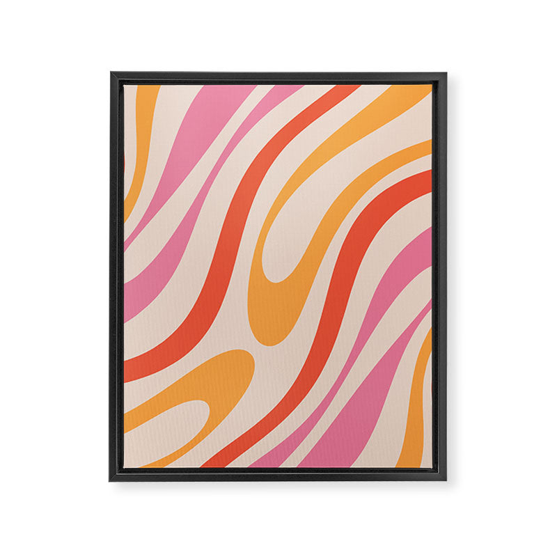 Wavy Loops Abstract Pattern in Retro Pink and Orange Framed Canvas Print Gallery Image 8