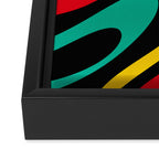 Wavy Loops Retro 80s Colorful Abstract Pattern on Black Framed Canvas Print Gallery Image 3
