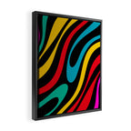 Wavy Loops Retro 80s Colorful Abstract Pattern on Black Framed Canvas Print Gallery Image 2