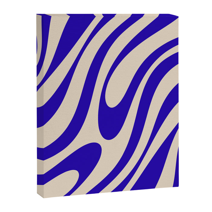 Wavy Loops Retro Abstract Pattern in Cobalt Blue and Beige Canvas Print Gallery Image 1