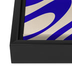 Wavy Loops Retro Abstract Pattern in Cobalt Blue and Beige Framed Canvas Print Gallery Image 3