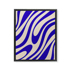 Wavy Loops Retro Abstract Pattern in Cobalt Blue and Beige Framed Canvas Print Gallery Image 8