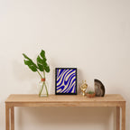 Wavy Loops Retro Abstract Pattern in Cobalt Blue and Beige Framed Canvas Print Gallery Image 4