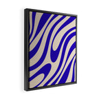 Wavy Loops Retro Abstract Pattern in Cobalt Blue and Beige Framed Canvas Print Gallery Image 2