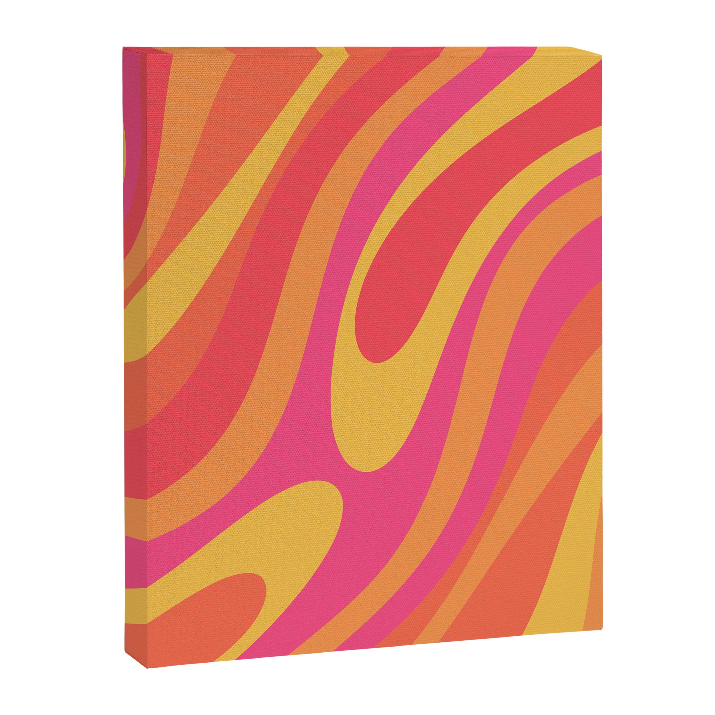Wavy Loops Retro Abstract Pattern in Hot Pink Magenta Orange Mustard Canvas Print Gallery Image 8