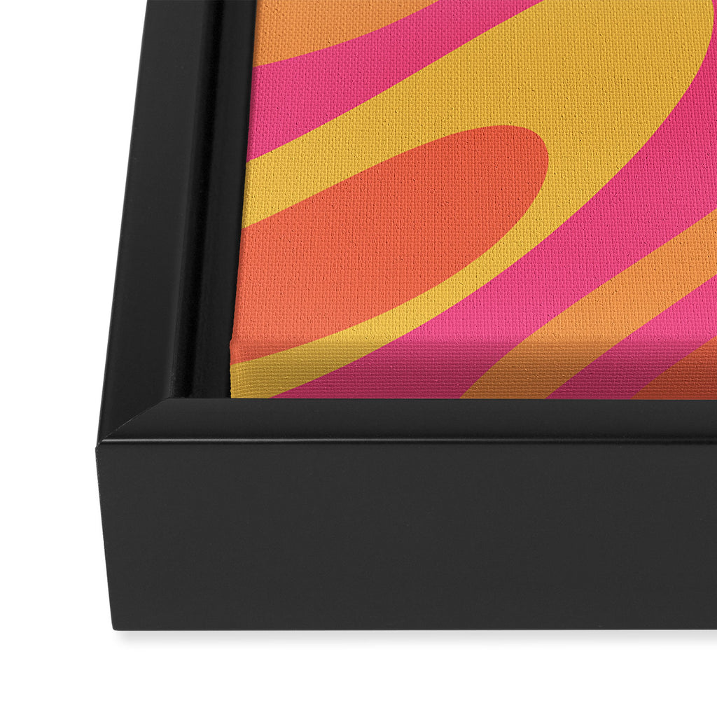 Wavy Loops Retro Abstract Pattern in Hot Pink Magenta Orange Mustard Framed Canvas Print Gallery Image 3