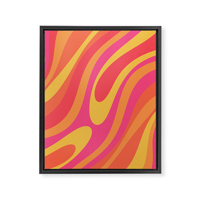 Wavy Loops Retro Abstract Pattern in Hot Pink Magenta Orange Mustard Framed Canvas Print Gallery Image 1