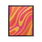 Wavy Loops Retro Abstract Pattern in Hot Pink Magenta Orange Mustard Framed Canvas Print Gallery Image 8
