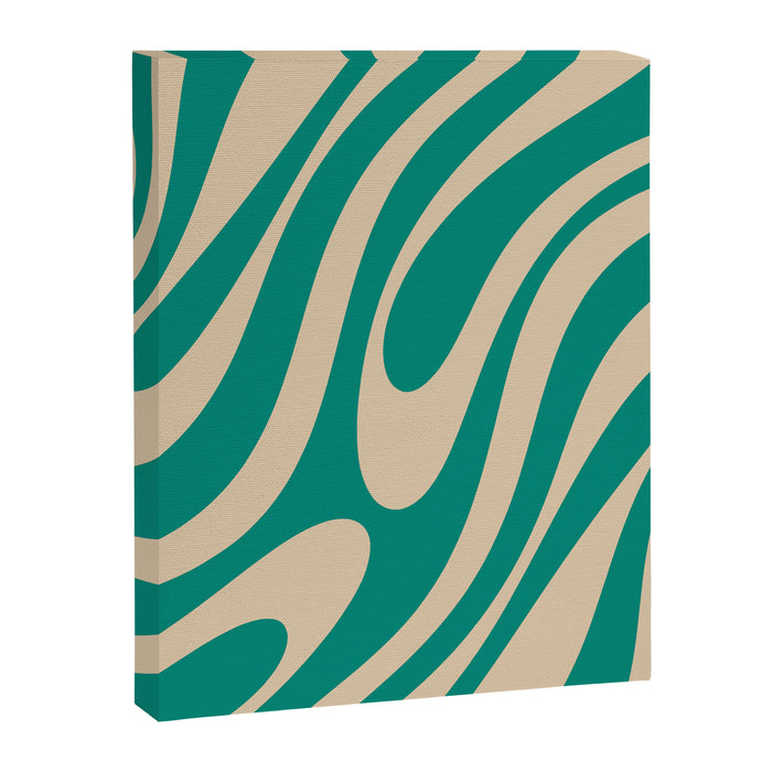 Wavy Loops Retro Abstract Pattern in Mid Mod Teal and Beige Canvas Print Gallery Image 1