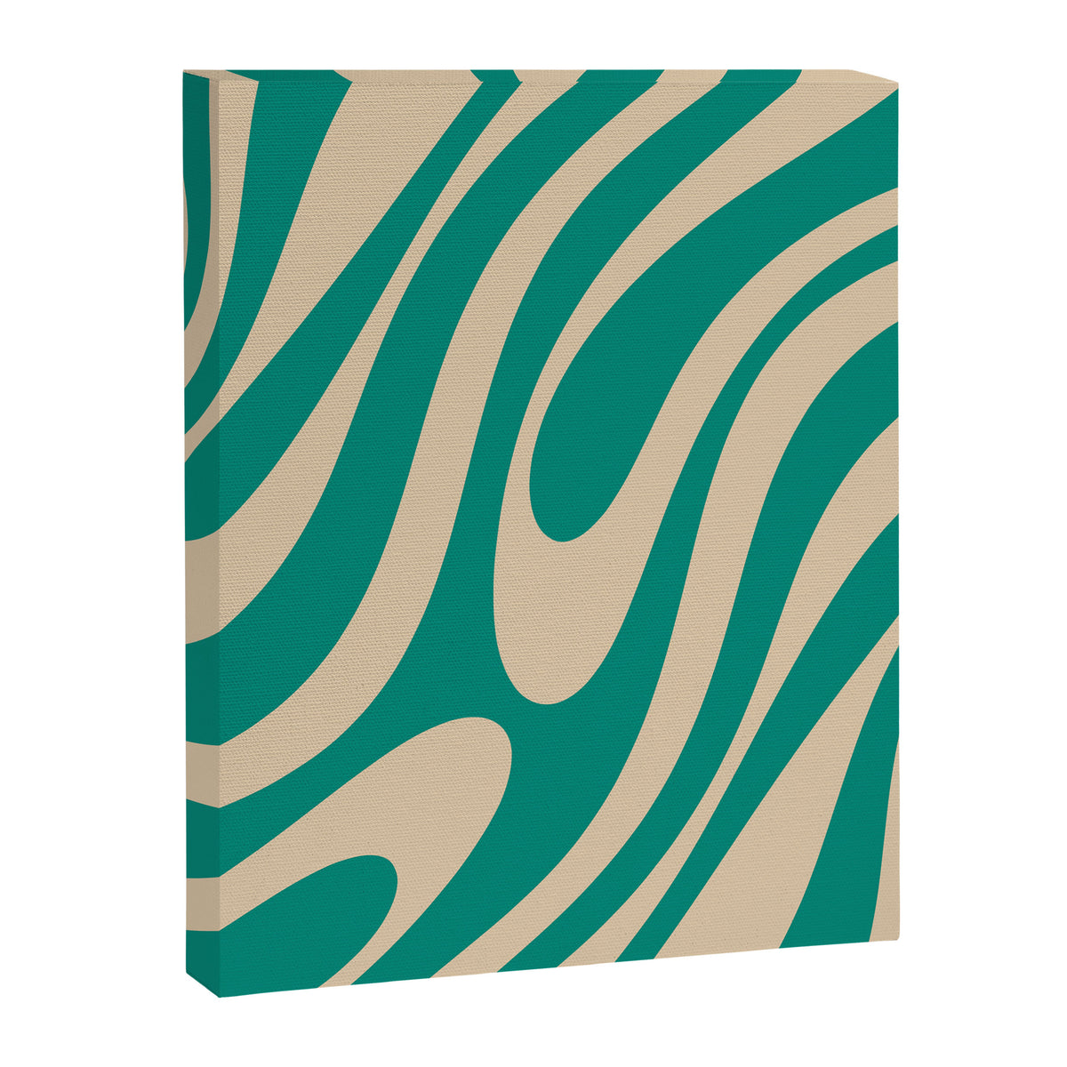 Wavy Loops Retro Abstract Pattern in Mid Mod Teal and Beige Canvas Print Gallery Image 8