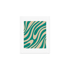 Wavy Loops Retro Abstract Pattern in Mid Mod Teal and Beige Art Print Gallery Image 1