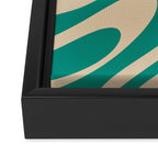 Wavy Loops Retro Abstract Pattern in Mid Mod Teal and Beige Framed Canvas Print Gallery Image 3