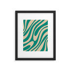 Wavy Loops Retro Abstract Pattern in Mid Mod Teal and Beige Framed Art Print Gallery Image 6