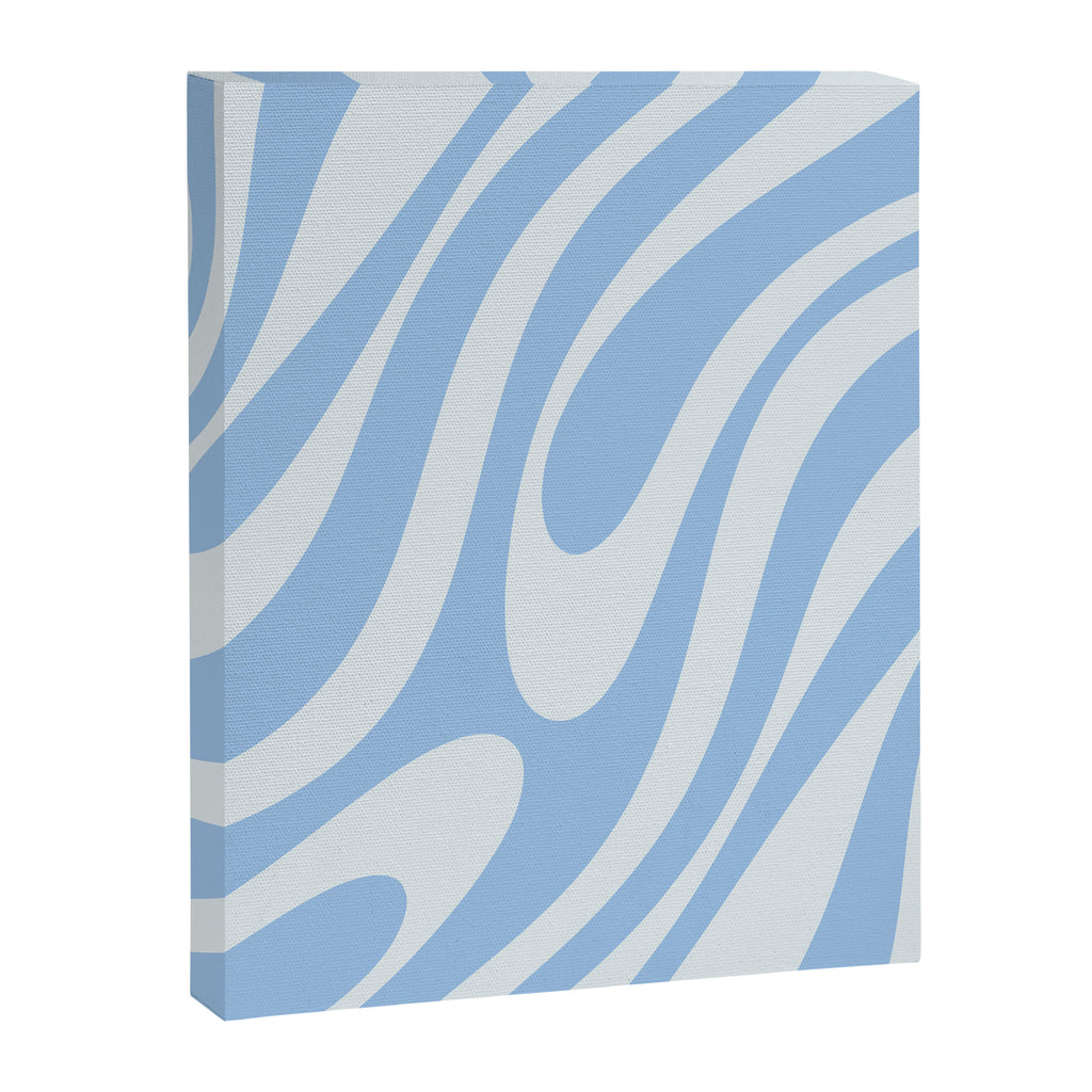 Wavy Loops Retro Abstract Pattern in Powder Blue Tones Canvas Print Gallery Image 8
