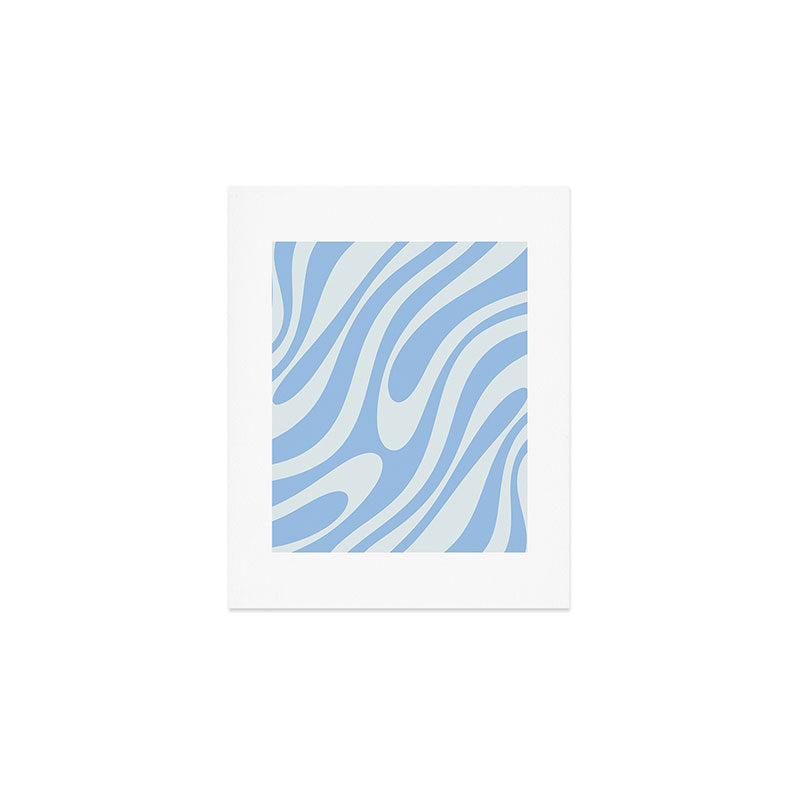 Wavy Loops Retro Abstract Pattern in Powder Blue Tones Art Print Gallery Image 1