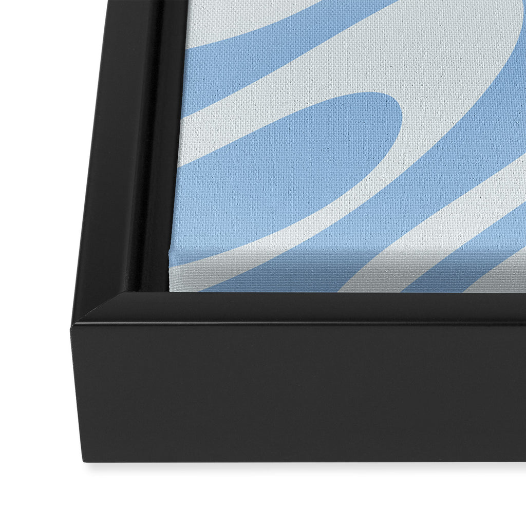 Wavy Loops Retro Abstract Pattern in Powder Blue Tones Framed Canvas Print Gallery Image 3