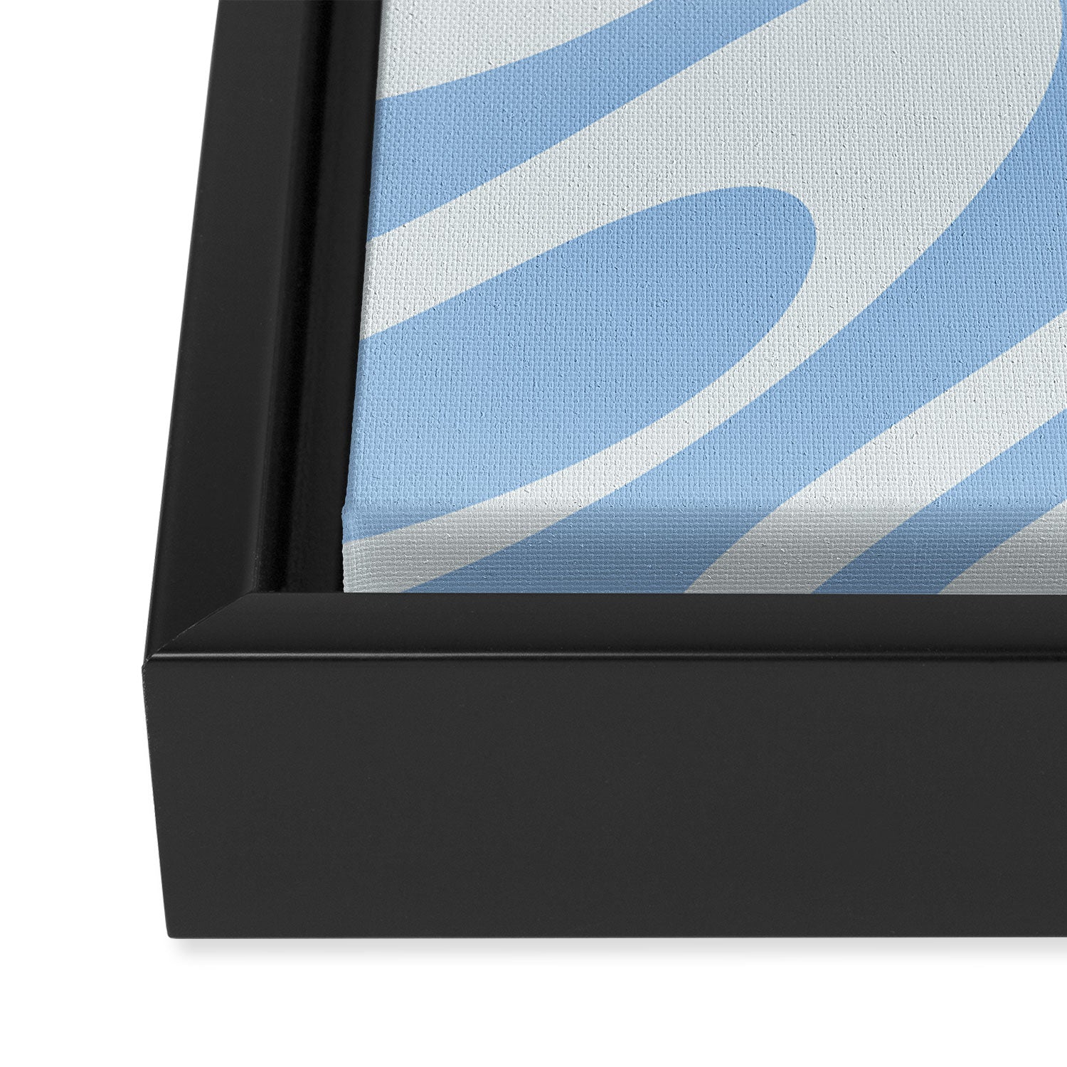 Wavy Loops Retro Abstract Pattern in Powder Blue Tones Framed Canvas Print Gallery Image 3