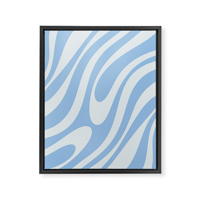 Wavy Loops Retro Abstract Pattern in Powder Blue Tones Framed Canvas Print Gallery Image 1