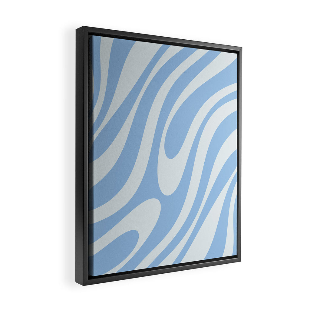 Wavy Loops Retro Abstract Pattern in Powder Blue Tones Framed Canvas Print Gallery Image 2