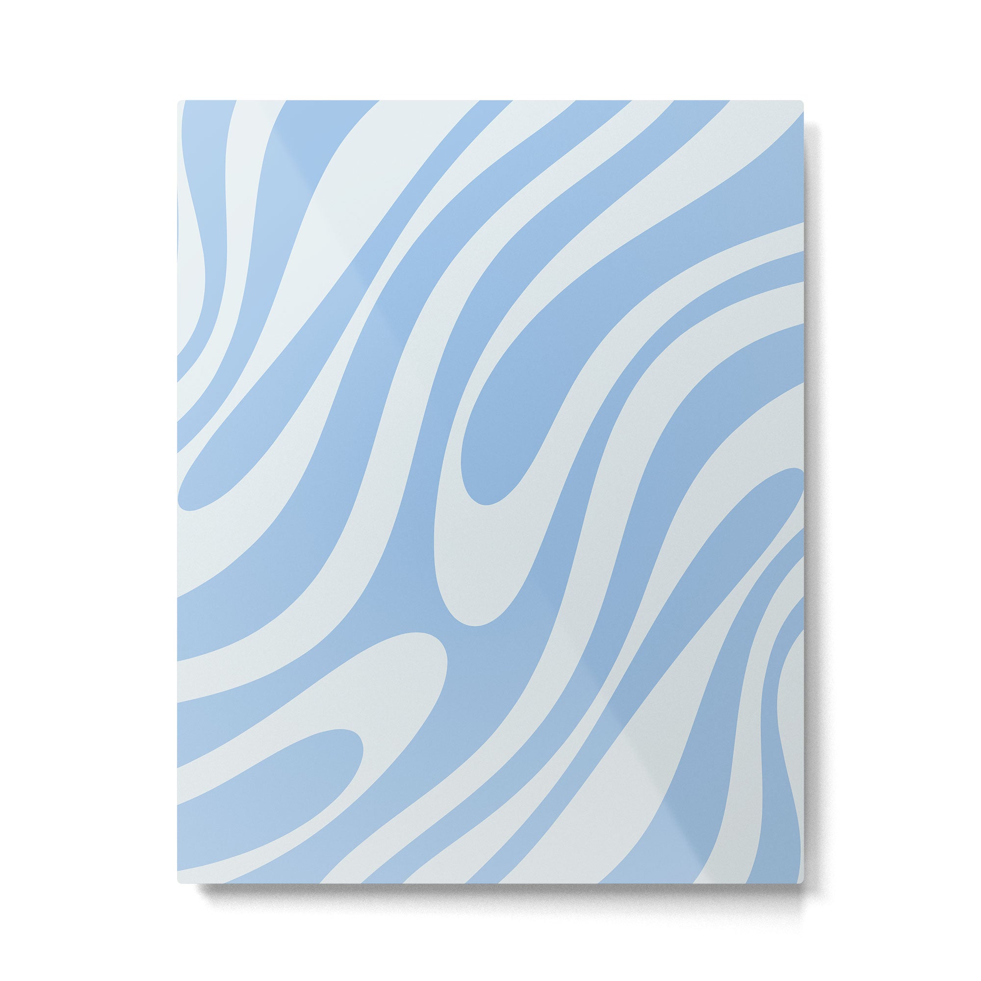 Wavy Loops Retro Abstract Pattern in Powder Blue Tones Metal Print Gallery Image 6