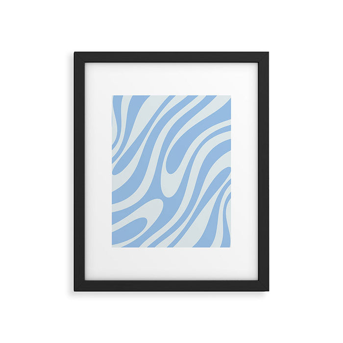 Wavy Loops Retro Abstract Pattern in Powder Blue Tones Framed Art Print Gallery Image 1