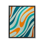 Wavy Loops Retro Abstract Pattern in Teal Aqua Orange Framed Canvas Print Gallery Image 8
