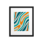 Wavy Loops Retro Abstract Pattern in Teal Aqua Orange Framed Art Print Gallery Image 6