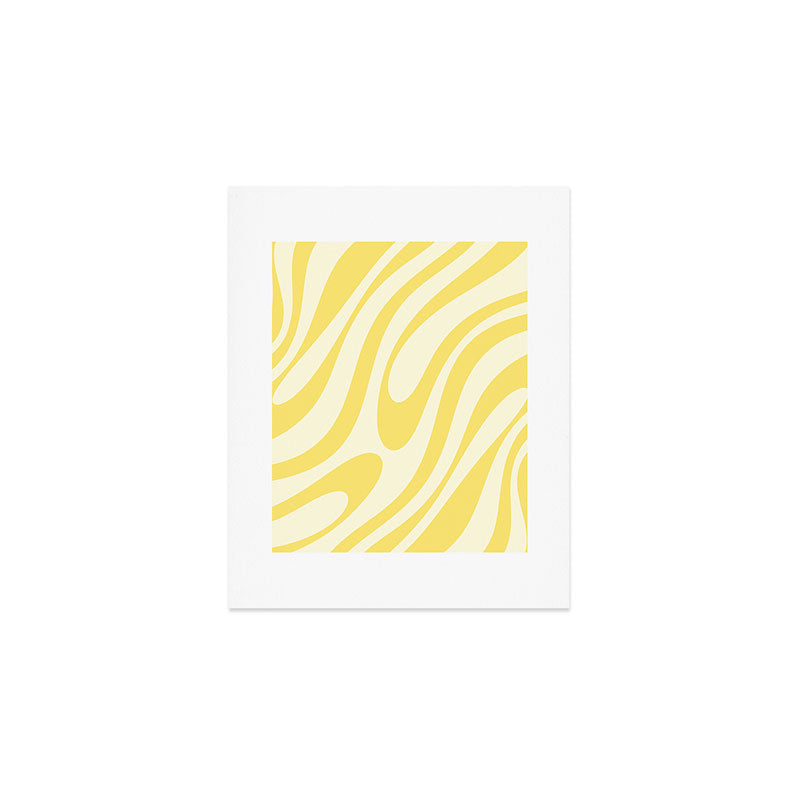Wavy Loops Retro Abstract Pattern in Yellow Art Print Gallery Image 1