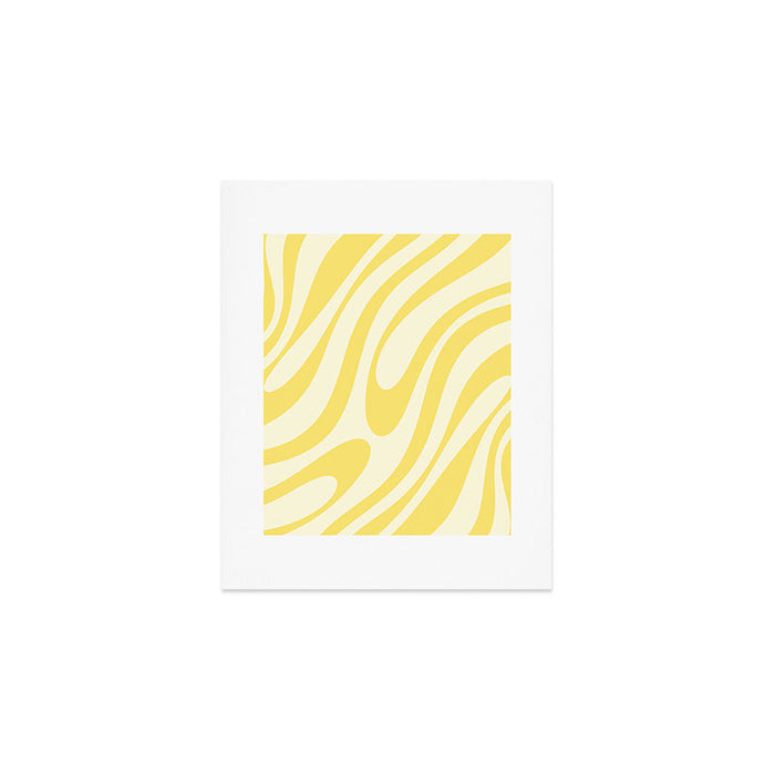 Wavy Loops Retro Abstract Pattern in Yellow Art Print Gallery Image 1