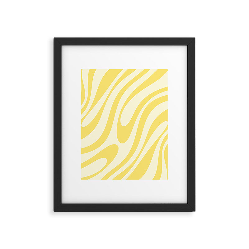 Wavy Loops Retro Abstract Pattern in Yellow Framed Art Print Gallery Image 6
