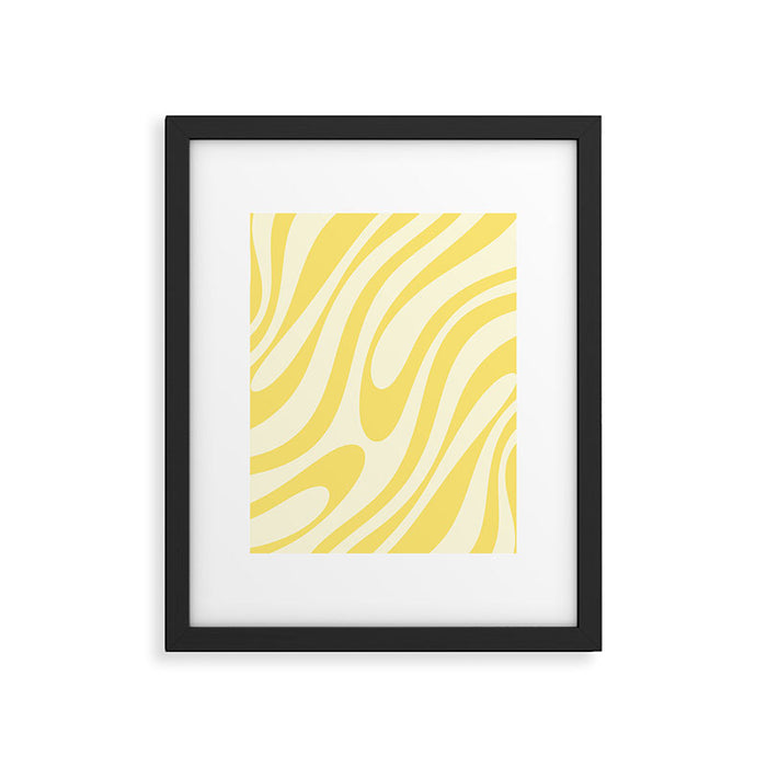 Wavy Loops Retro Abstract Pattern in Yellow Framed Art Print Gallery Image 1