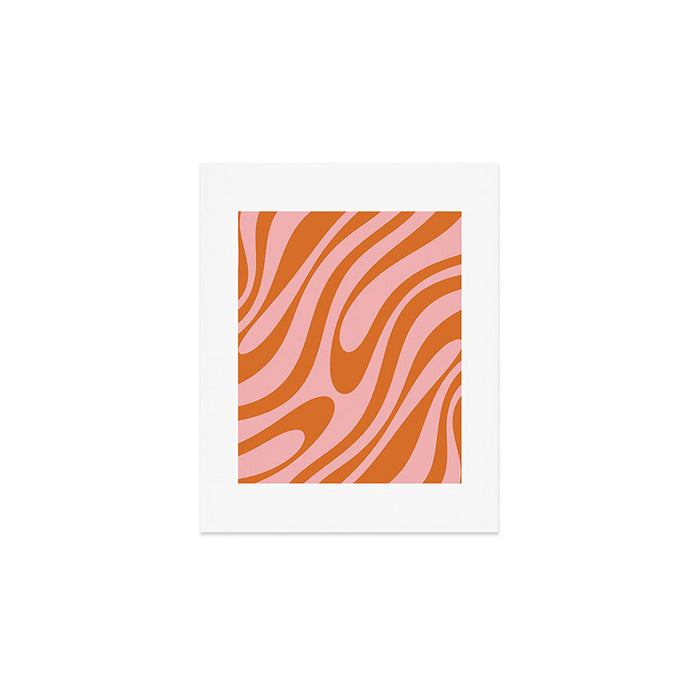 Wavy Loops Retro Abstract Pattern Pink Orange Art Print Gallery Image 1