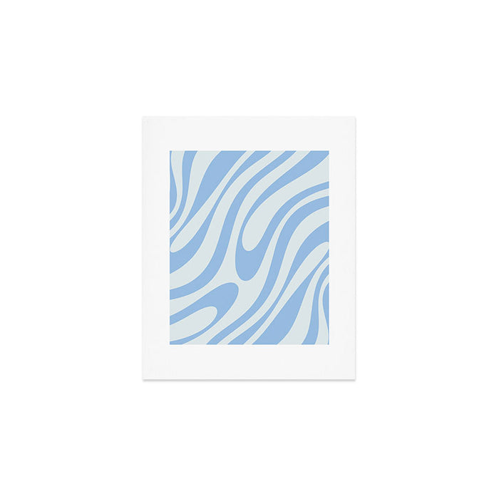 Wavy Loops Retro Abstract Pattern Powder Blue Art Print Gallery Image 1