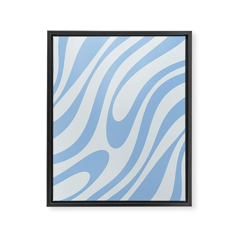 Wavy Loops Retro Abstract Pattern Powder Blue Framed Canvas Print Gallery Image 8