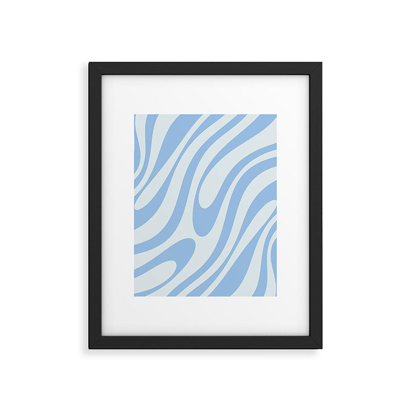 Wavy Loops Retro Abstract Pattern Powder Blue Framed Art Print Gallery Image 6