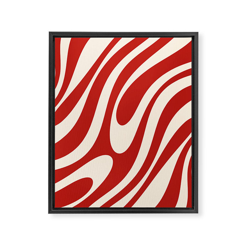 Wavy Loops Retro Abstract Pattern Red and Almond Cream Framed Canvas Print Gallery Image 8