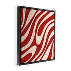 Wavy Loops Retro Abstract Pattern Red and Almond Cream Framed Canvas Print Gallery Image 2