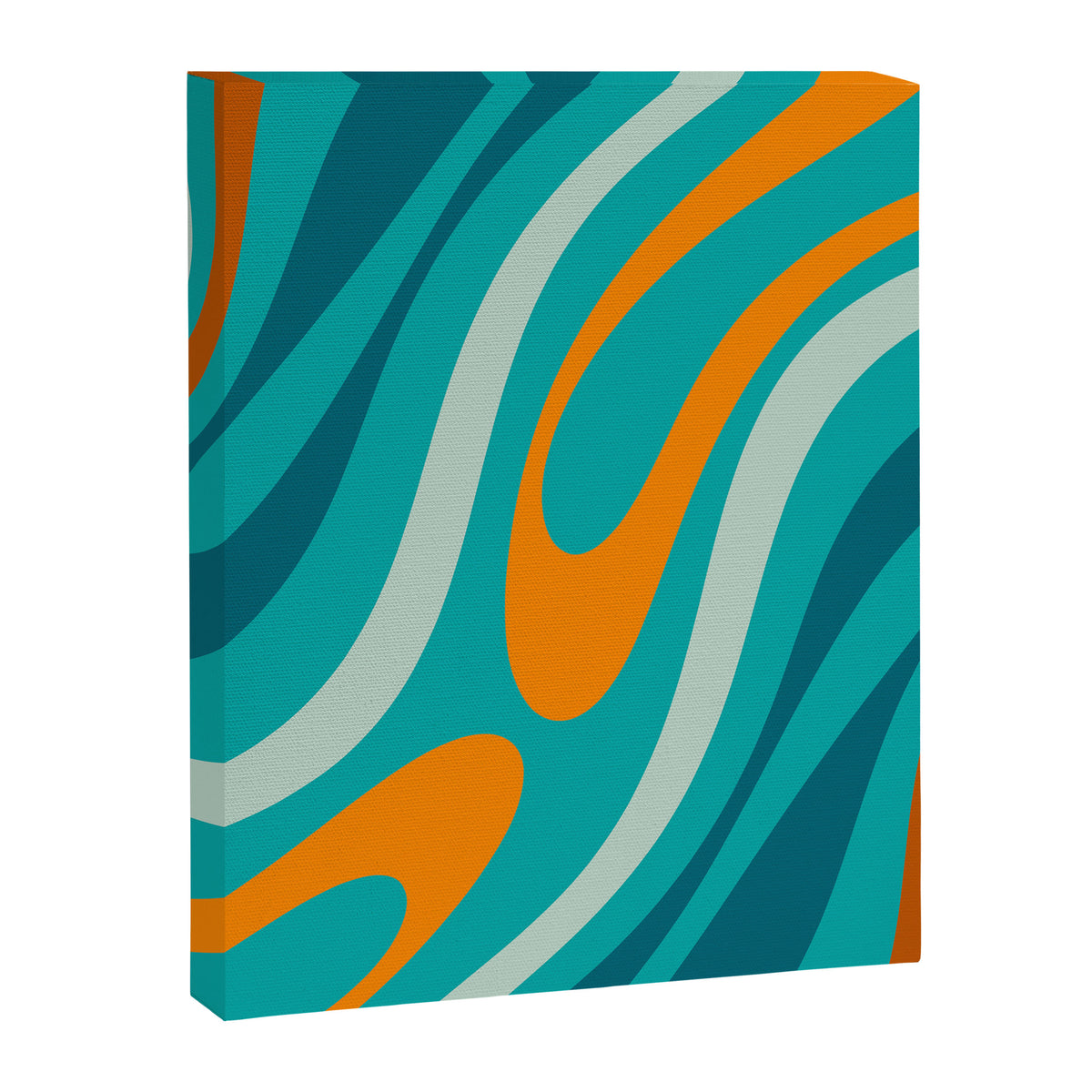 Wavy Loops Retro Abstract Pattern Teal Turquoise Orange Aqua Canvas Print Gallery Image 8