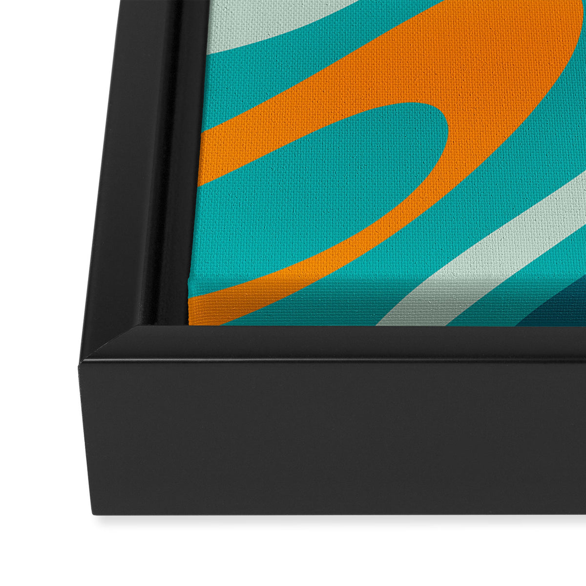 Wavy Loops Retro Abstract Pattern Teal Turquoise Orange Aqua Framed Canvas Print Gallery Image 3