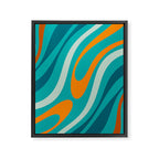 Wavy Loops Retro Abstract Pattern Teal Turquoise Orange Aqua Framed Canvas Print Gallery Image 8